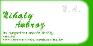 mihaly ambroz business card