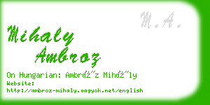 mihaly ambroz business card